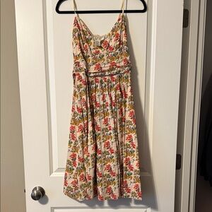 Max Studio Floral Dress - Cream, Red, Green